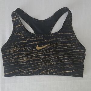 Nike Black and Gold Patterned Sports Bra